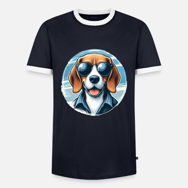 Beagle Das Modell - Männer Kontrast-T-Shirt - Navy/Weiß 