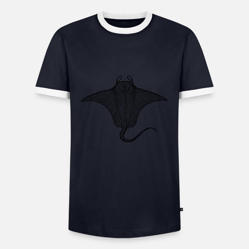 Rochen - Männer Kontrast-T-Shirt - Navy/Weiß 