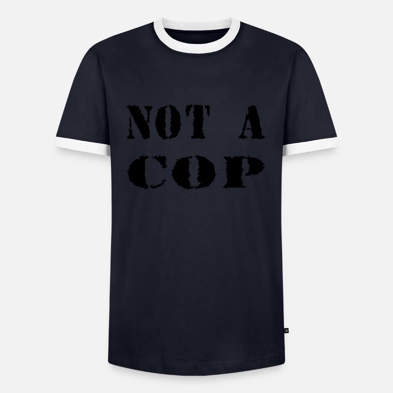 NOT A COP - Männer Kontrast-T-Shirt - Navy/Weiß 
