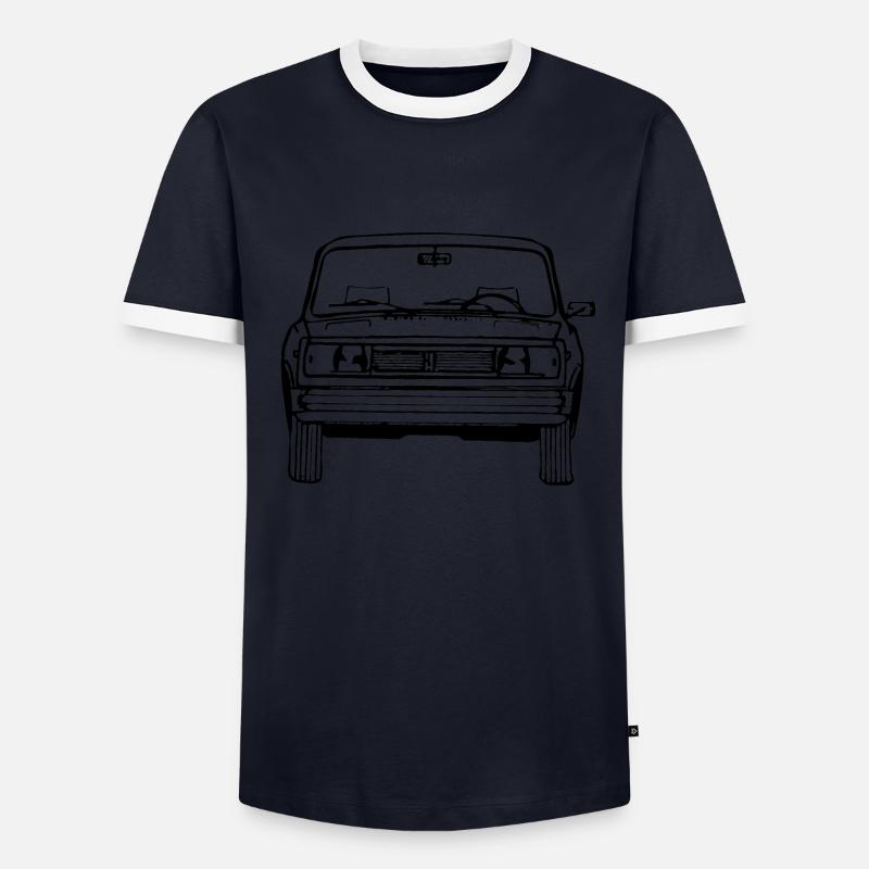 Lada Nova 1300 Front - Männer Kontrast-T-Shirt - Navy/Weiß 