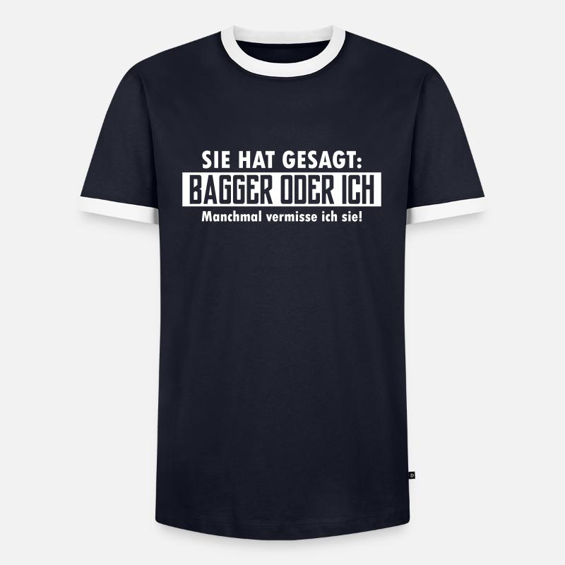 bagger oder ich - Männer Kontrast-T-Shirt - Navy/Weiß 