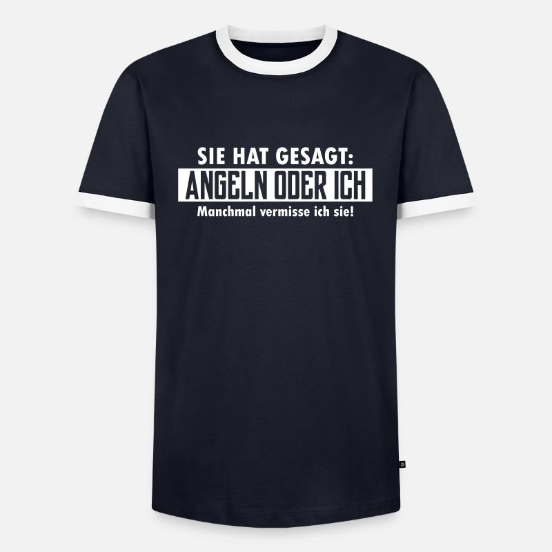 angeln oder ich - Männer Kontrast-T-Shirt - Navy/Weiß 