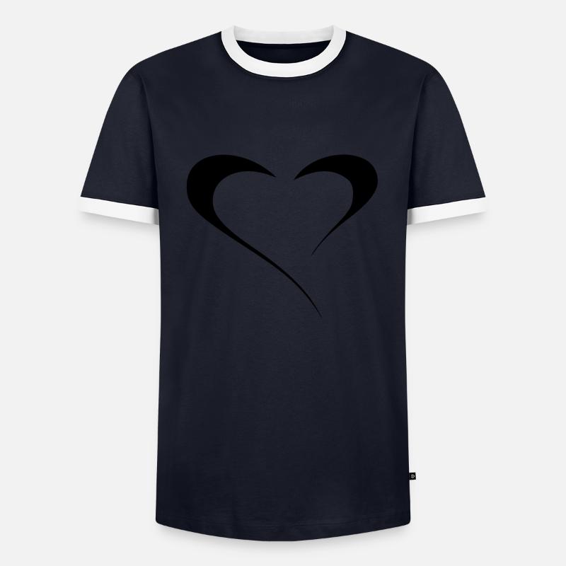 Herzhaft Geteilt - Männer Kontrast-T-Shirt - Navy/Weiß