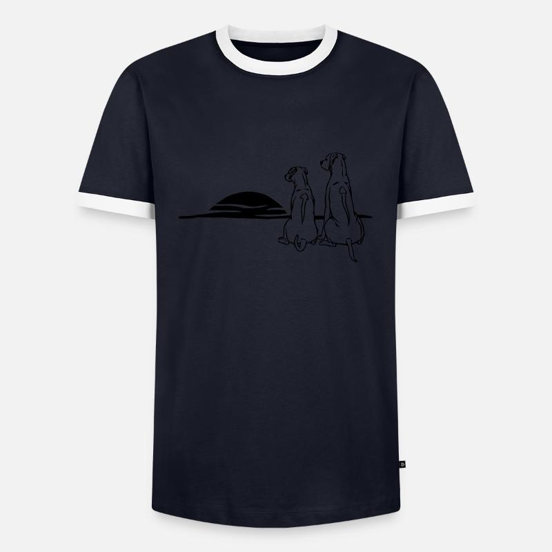 2 Rhodesian Ridgebacks - Männer Kontrast-T-Shirt - Navy/Weiß