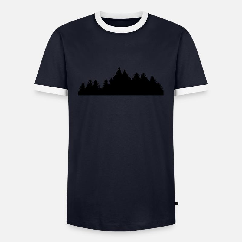 Wald, Bäume - Männer Kontrast-T-Shirt - Navy/Weiß 