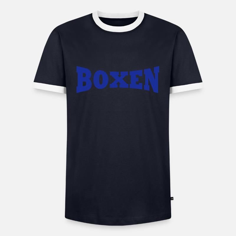 Boxing logo - Men's Ringer Shirt - navy/white