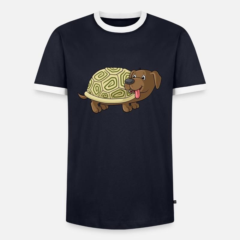 Cute cartoon Dachshund Toad - Men's Ringer Shirt - navy/white 