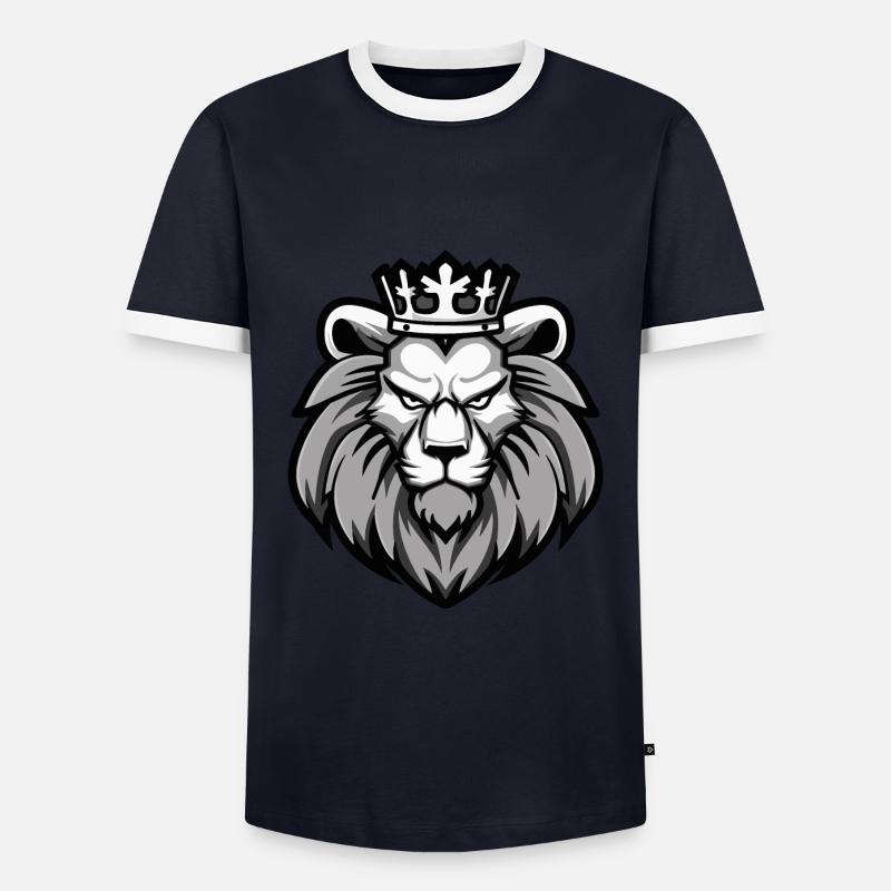 Löwe Krone - Männer Kontrast-T-Shirt - Navy/Weiß