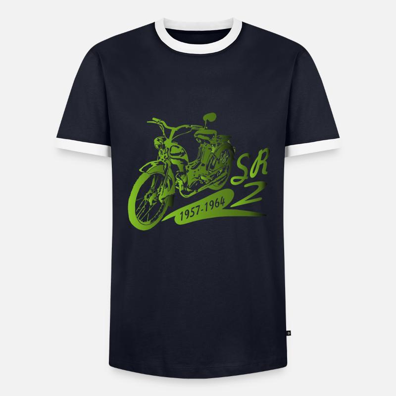 SR2 Simson schräg - Männer Kontrast-T-Shirt - Navy/Weiß 