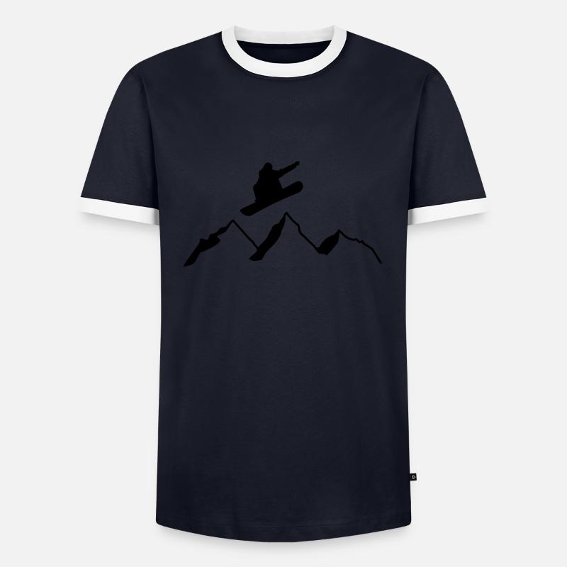 Snowboarder - Männer Kontrast-T-Shirt - Navy/Weiß