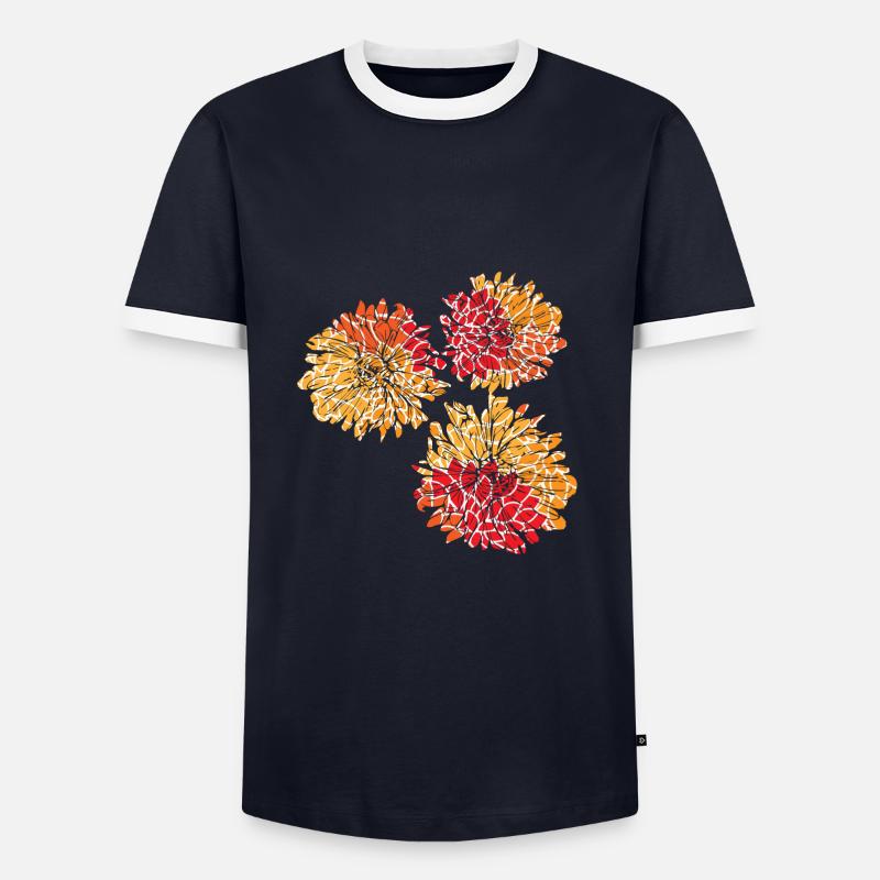 Blumen mit Blumen Muster - Männer Kontrast-T-Shirt - Navy/Weiß