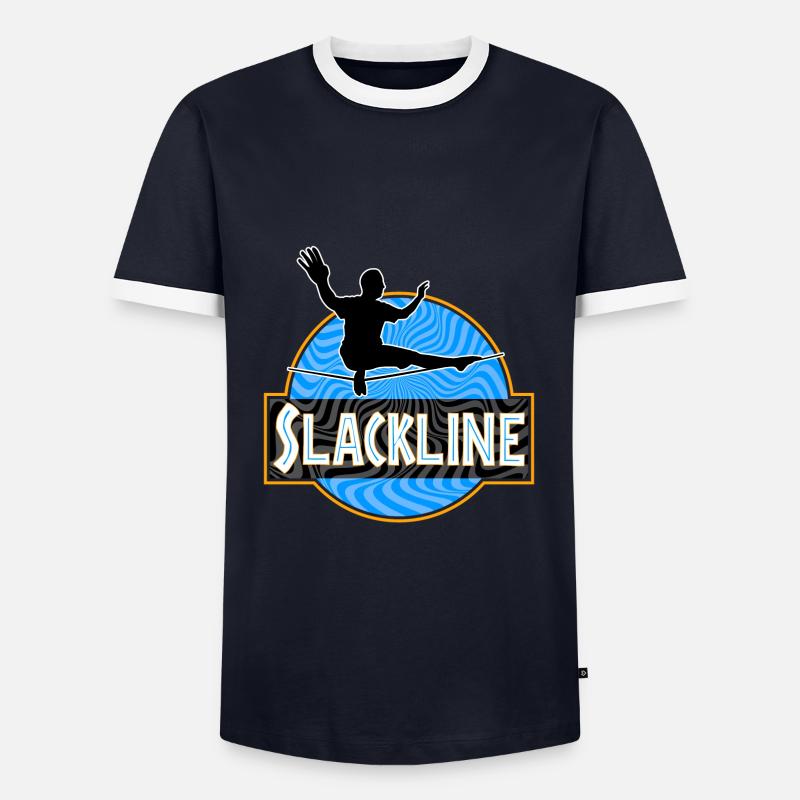 Slackline Slacklining - Männer Kontrast-T-Shirt - Navy/Weiß 