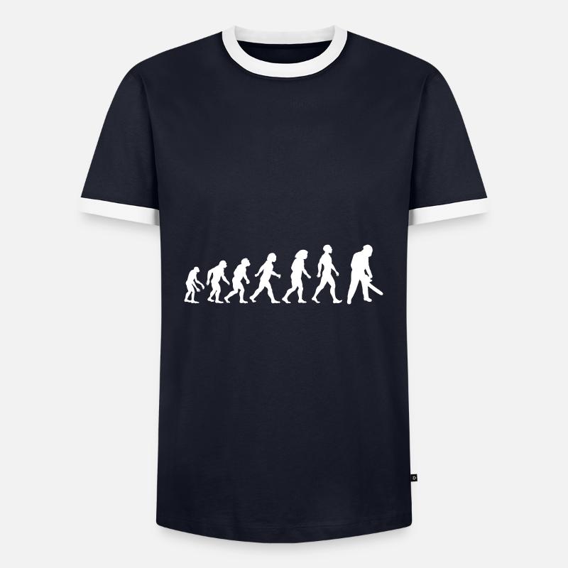 Chainsaw Evolution Chainsaw Wood - Men's Ringer Shirt - navy/white 