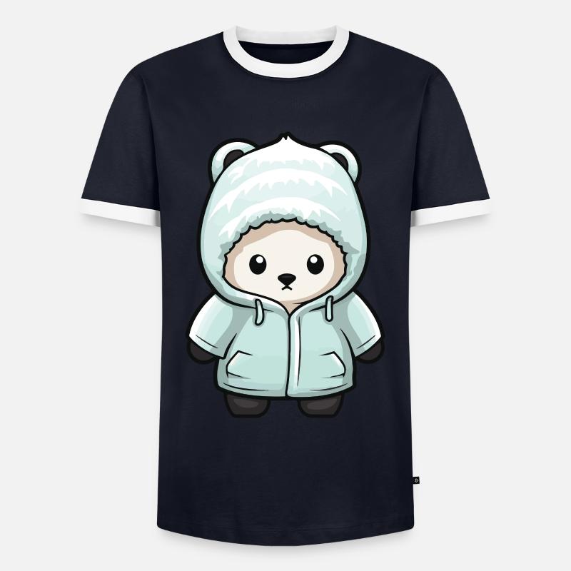 Eisbär Winter Polar Bär Comic - Männer Kontrast-T-Shirt - Navy/Weiß 
