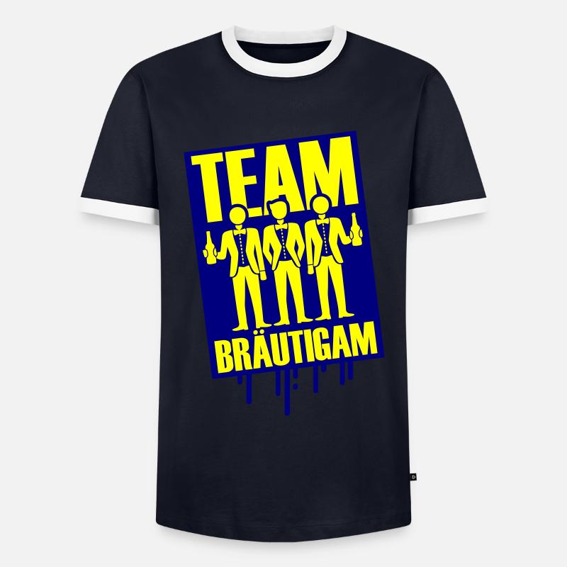 Team Bräutigam Polterhochzeit - Männer Kontrast-T-Shirt - Navy/Weiß