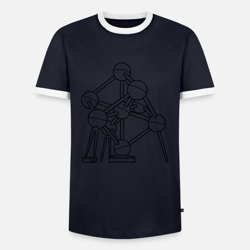 Atomium Brüssel - Männer Kontrast-T-Shirt - Navy/Weiß 