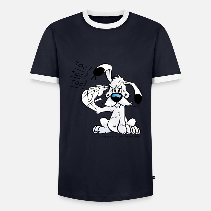 Asterix & Obelix Idefix Klopft Toc Toc Toc - Männer Kontrast-T-Shirt - Navy/Weiß 