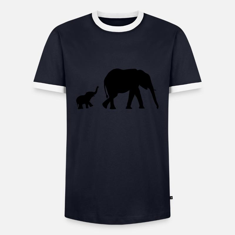 Elephant Illustration - Männer Kontrast-T-Shirt - Navy/Weiß