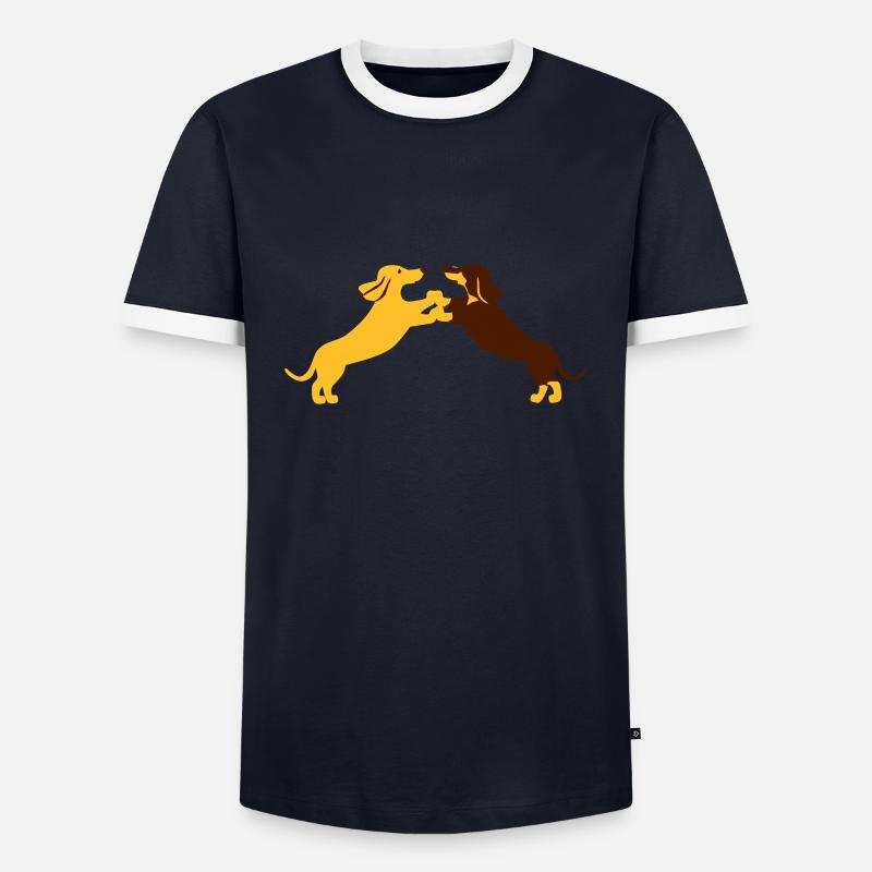 dog dancing teckel - Men's Ringer Shirt - navy/white 