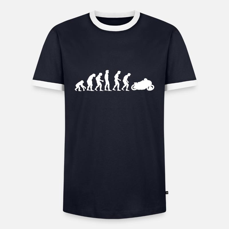 motorcycle evolution - T-shirt contrasté Homme - marine/blanc