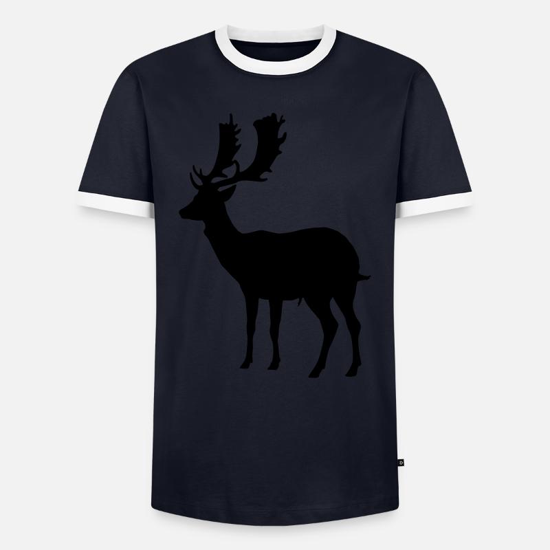 hirsch - geweih - jagd - jäger - Männer Kontrast-T-Shirt - Navy/Weiß 