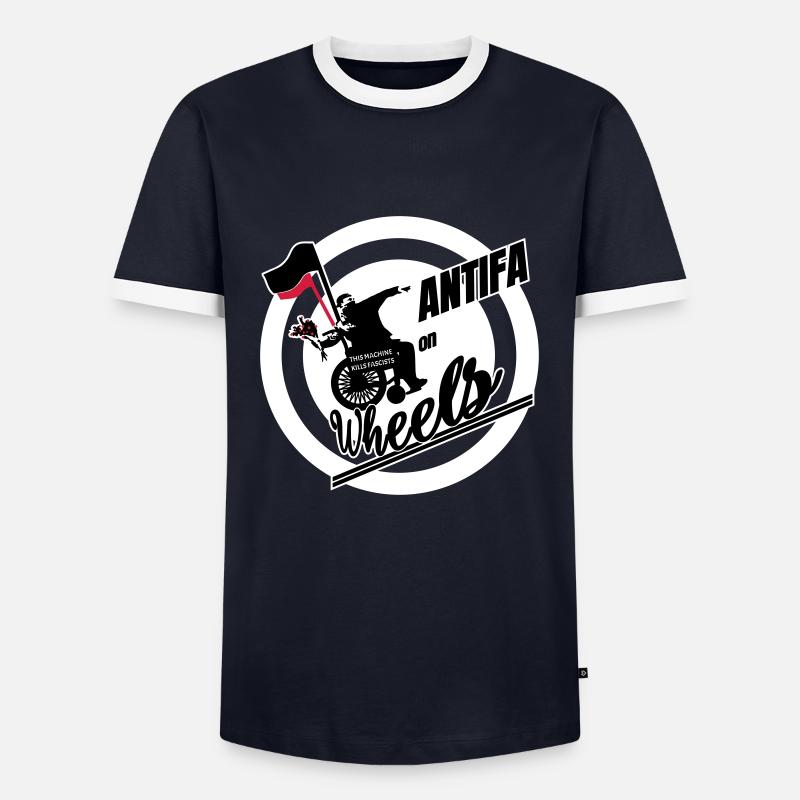 Antifa on Wheels - Men's Ringer Shirt - navy/white 