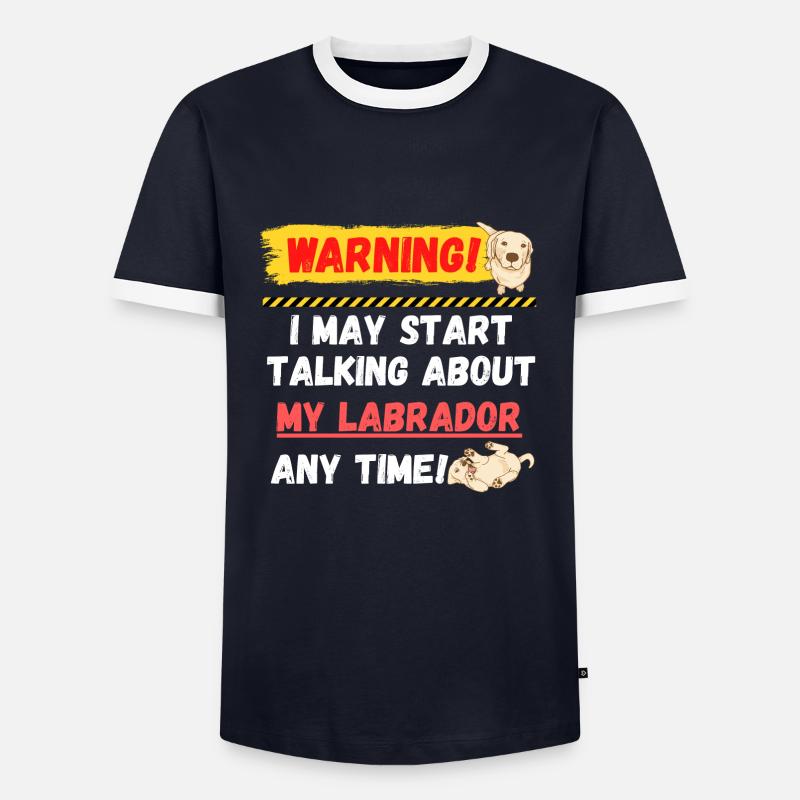 Warning Labrador - Men's Ringer Shirt - navy/white