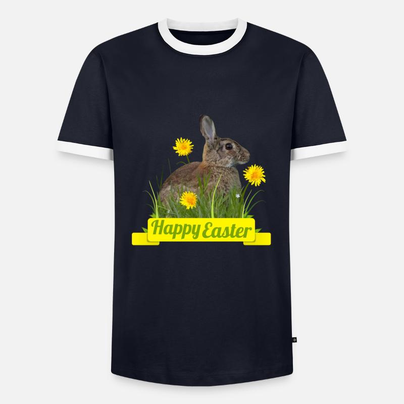Happy Easter rabbit cony - Men's Ringer Shirt - navy/white 