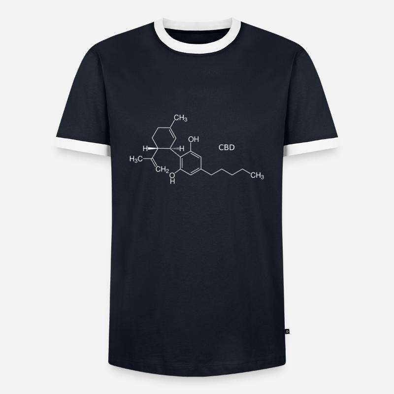 Molécule CBD - blanche avec nom - T-shirt contrasté Homme - marine/blanc 