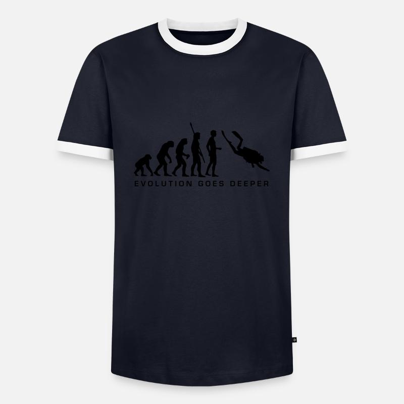 evolution_taucher_b - Männer Kontrast-T-Shirt - Navy/Weiß