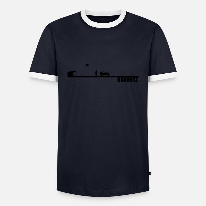 Biarritz Wave Surf Van Leben - Männer Kontrast-T-Shirt - Navy/Weiß
