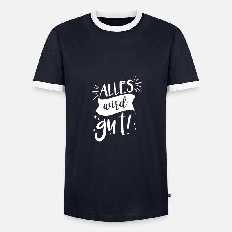 Alles wird gut! - Männer Kontrast-T-Shirt - Navy/Weiß 