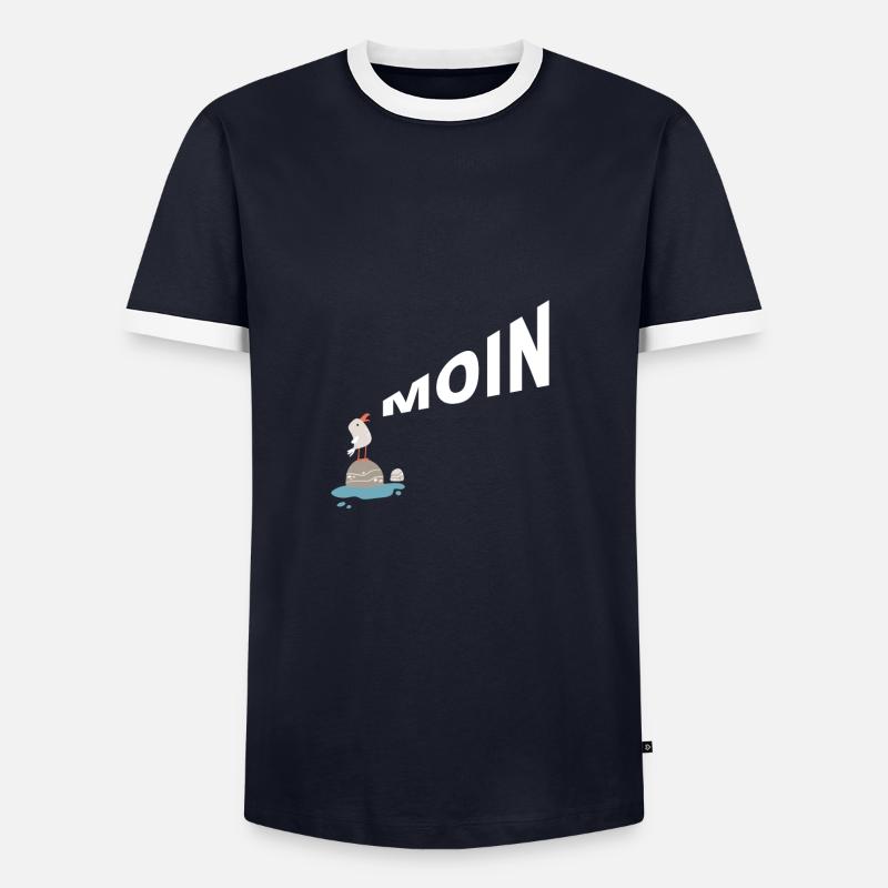 Möwe Moin - Männer Kontrast-T-Shirt - Navy/Weiß 