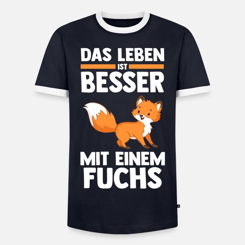 Fuchs - Männer Kontrast-T-Shirt - Navy/Weiß 