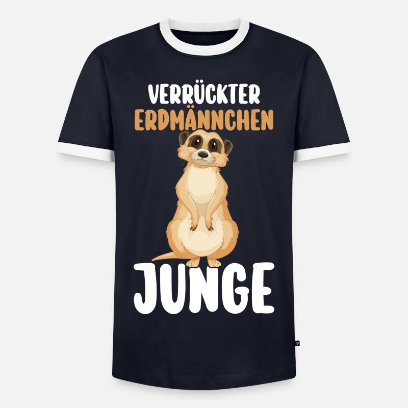 Erdmännchen - Männer Kontrast-T-Shirt - Navy/Weiß 
