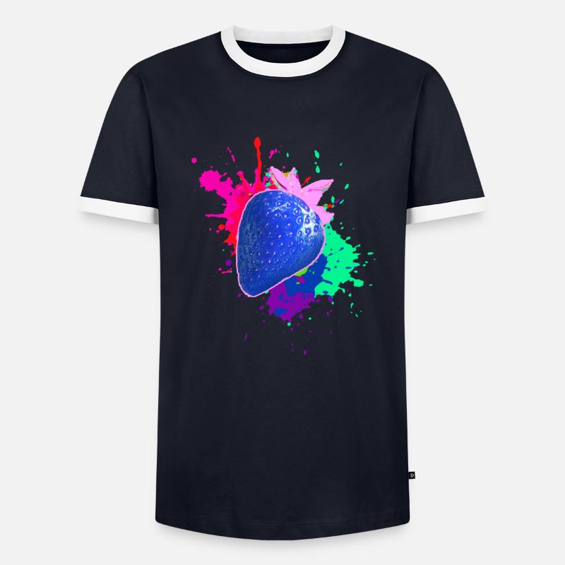 pop-art,erdbeere,farbklecks, splash - Männer Kontrast-T-Shirt - Navy/Weiß 