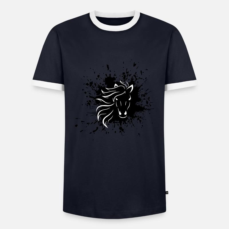 Pferd - Männer Kontrast-T-Shirt - Navy/Weiß 