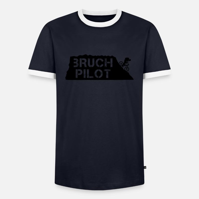 Bruchpilot! - Männer Kontrast-T-Shirt - Navy/Weiß
