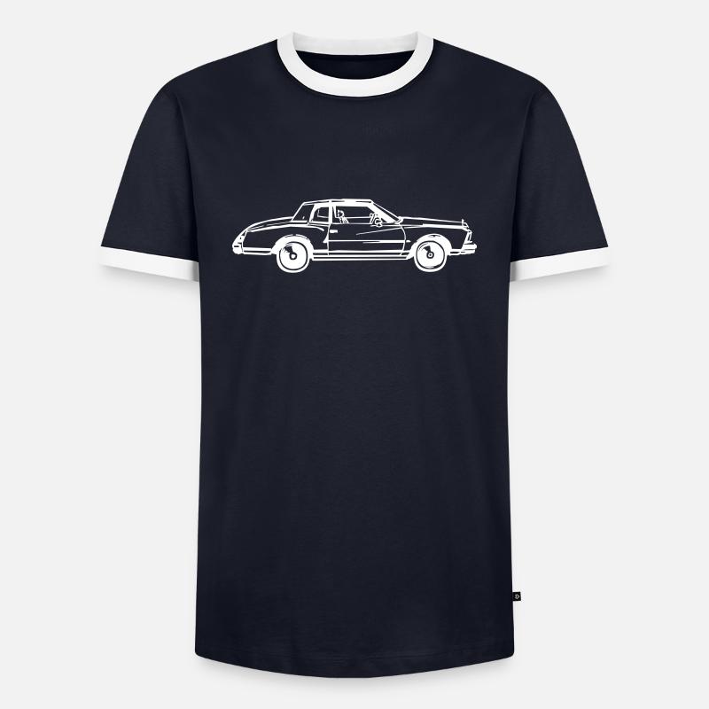 Langes Auto - Männer Kontrast-T-Shirt - Navy/Weiß 