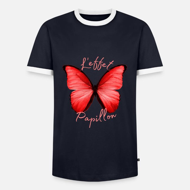 Schmetterlinge Muster - Männer Kontrast-T-Shirt - Navy/Weiß