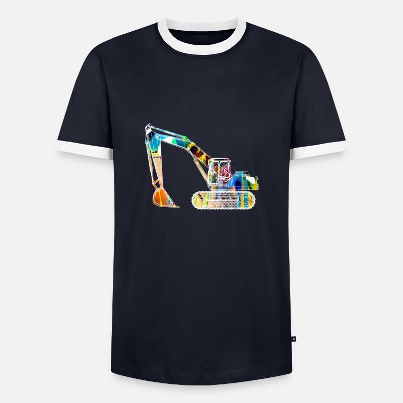 bagger,baggerfahren,baggerfahren,graffiti,bunt - Männer Kontrast-T-Shirt - Navy/Weiß 