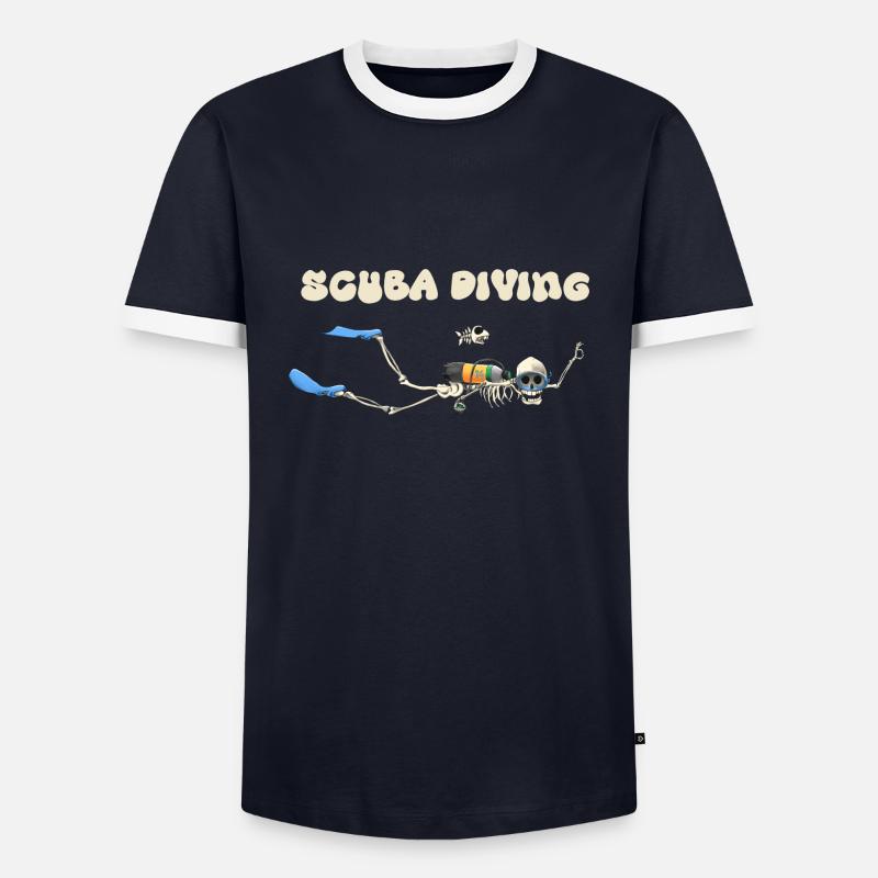 skeleton diver - Men's Ringer Shirt - navy/white