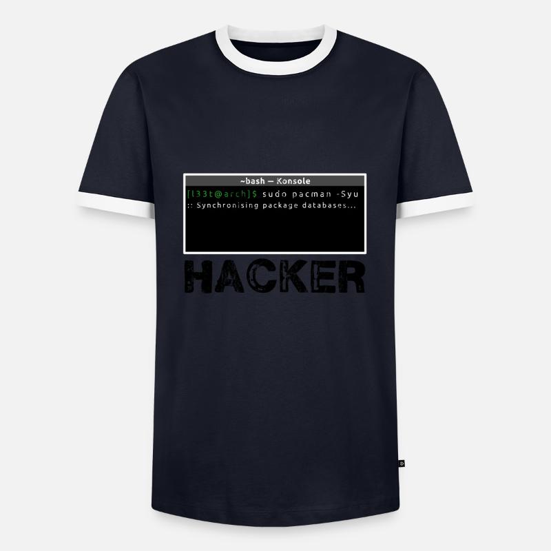 Hacker Linux - Men's Ringer Shirt - navy/white 