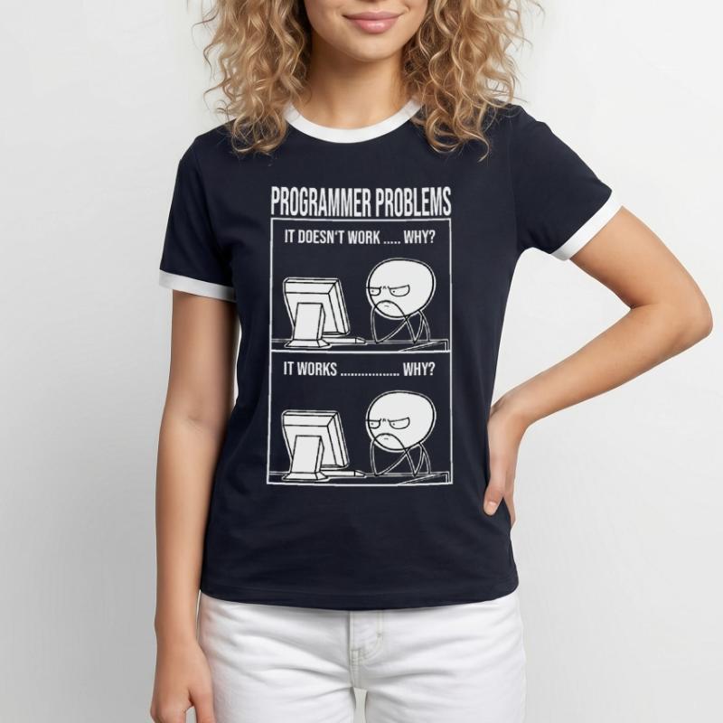 Programmier problems lustig Informatiker Student Männer Kontrast-T-Shirt