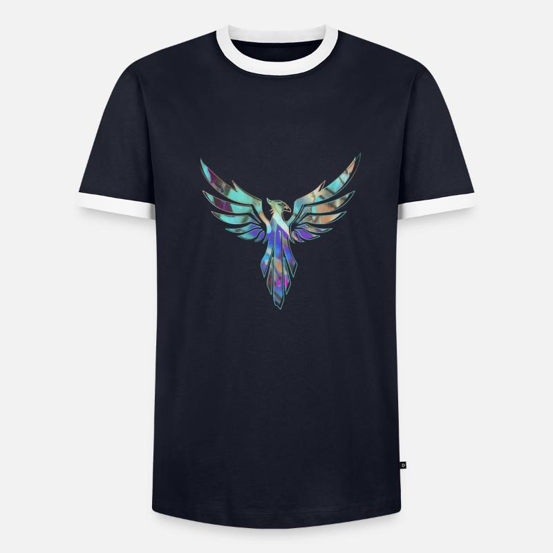 Phoenix,bird,graffiti,painting,blue - Men's Ringer Shirt - navy/white