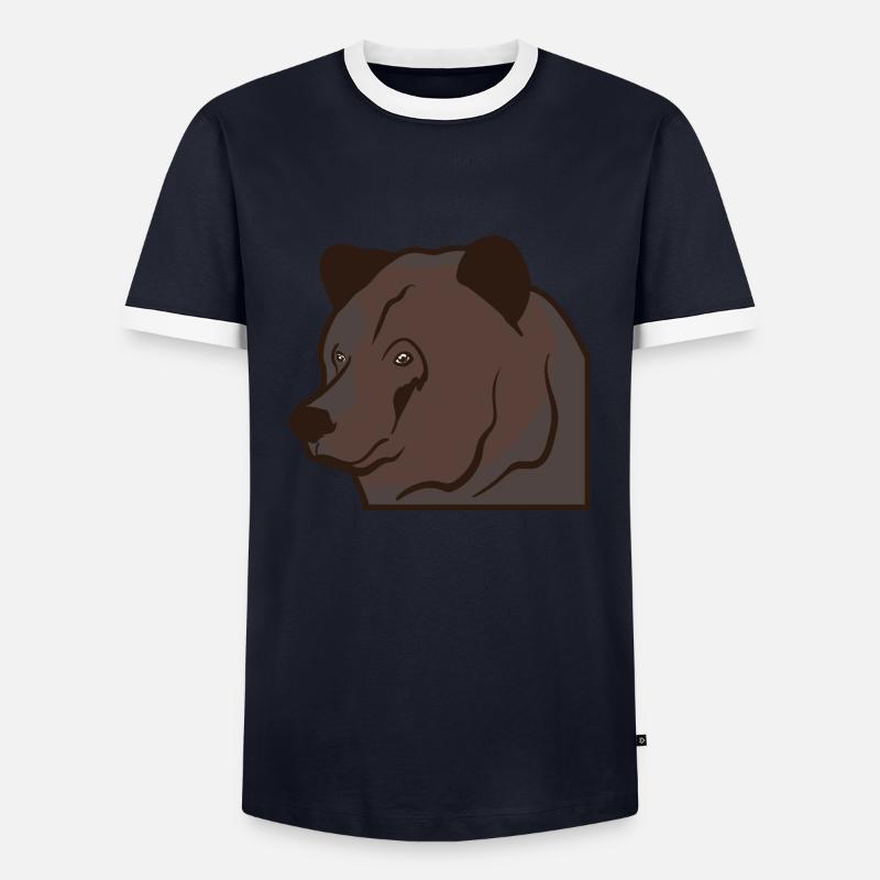 Bear head brown bear - Men's Ringer Shirt - navy/white