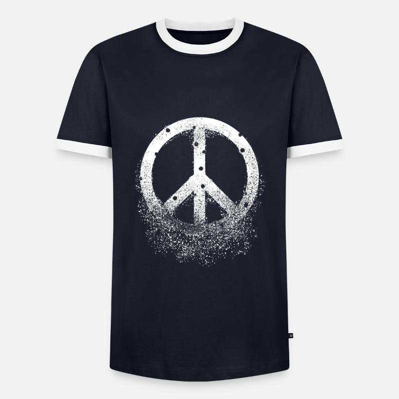 Weisses Friedenszeichen Einschusslöcher Zerfällt - Männer Kontrast-T-Shirt - Navy/Weiß 