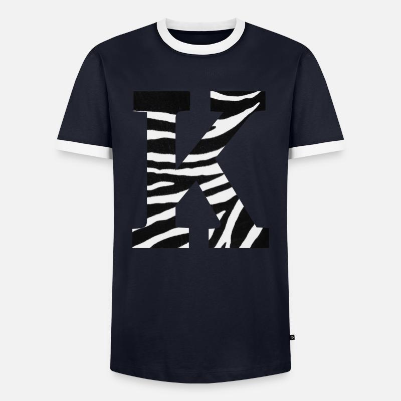 Buchstabe k Zebra - Männer Kontrast-T-Shirt - Navy/Weiß