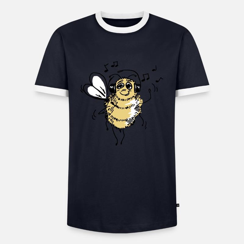 Musical bee is dancing - Men's Ringer Shirt - navy/white 
