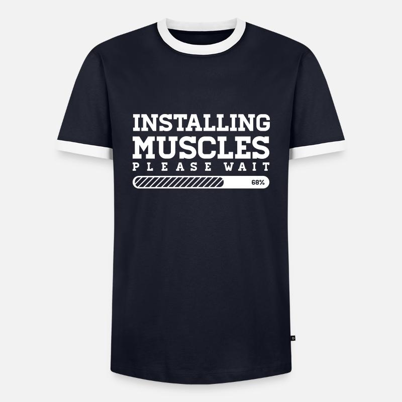 INSTALLING MUSCLES - PLEASE WAIT - Männer Kontrast-T-Shirt - Navy/Weiß 